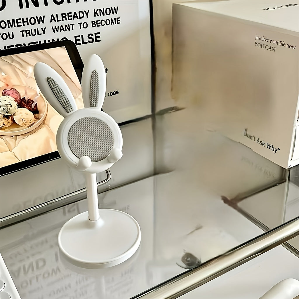 Cute Bunny Adjustable Phone Stand, ABS Material, Universal Desktop Holder, Stable Grip, Portable Design, Ideal Gift for Apple, Huawei, Samsung, Xiaomi & More, Versatile Use